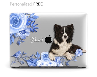 Custom Your Pet Portrait Macbook Case, Hand illustrated Dog Cat Photo CLEAR CASE | Macbook Air 13 15, Pro 13 14 16, M1 M2 2024