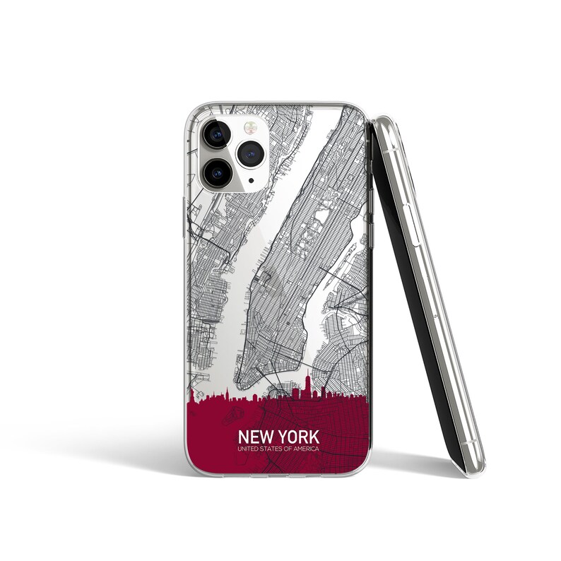7 XR 11 Pro Max 8 Girl Gift XS Max 12 Pro for iPhone 12 NewYork City Map,Personalized Name Phone Clear Case X
