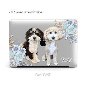 Ritratto di animale domestico personalizzato, custodia per Macbook disegnata a mano, ritratto di cane e gatto CUSTODIA TRASPARENTE / Macbook Air 13, Pro 13 14 16, M1 M2 2023