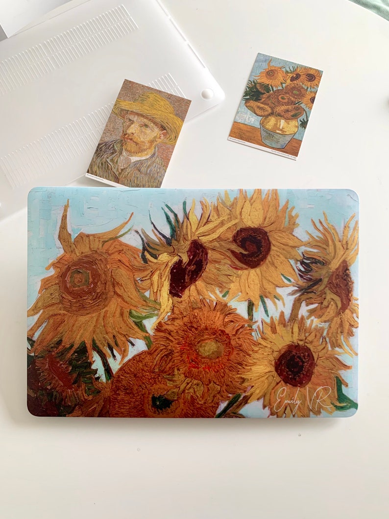 Macbook Case Hard Cover Macbook Air 13 Pro 13 Case Macbook Pro 15 Pro 16 Customized name Hard Case Sunflowers Van Gogh Painting