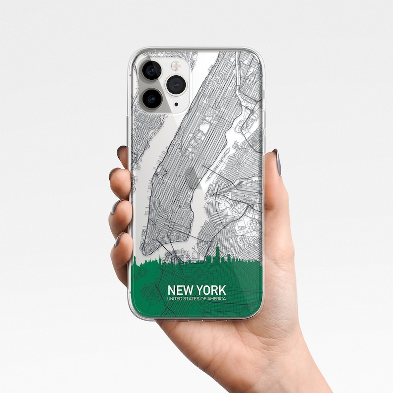 7 XR 11 Pro Max 8 Girl Gift XS Max 12 Pro for iPhone 12 NewYork City Map,Personalized Name Phone Clear Case X