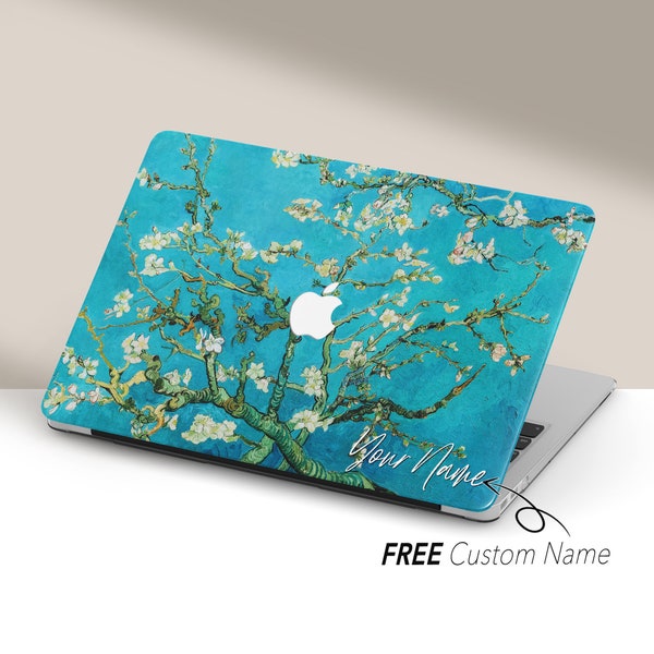 Personalized Van Gogh Macbook Hard Cover, Almond Blossom | Macbook Air 13, Pro 13 14 16, M1 M2 2023 | Custom Keyboard Skin