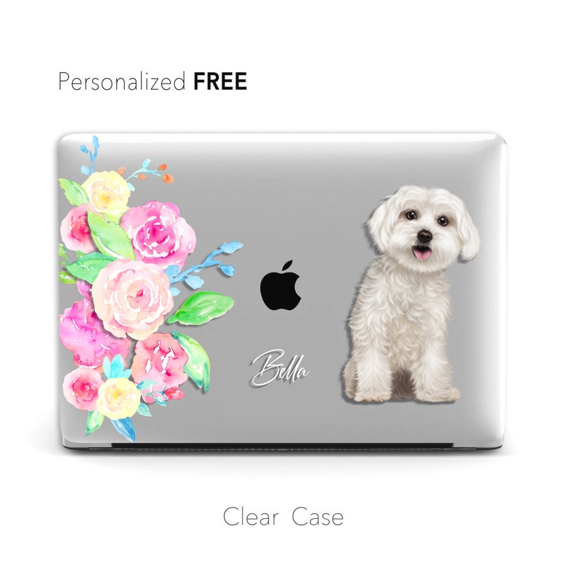 Dog Cat Portrait CLEAR CASE Pro 15 Pro 16 Realistic Personalised Pet Hand-illustrated Portrait Macbook Case Macbook Air 13 Pro 13 Case