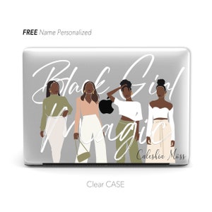 Ilustración de Black Girl Magic, funda transparente para MacBook, nombre personalizado / MacBook Air 13, Pro 13 14 16, M1 M2 2023
