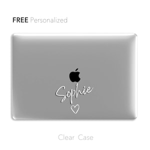 Personalized Clear Macbook Case, Heart shape Letters | Macbook Air 13 Pro 13, Pro 14, Pro16 M2 2022 M1 Custom name