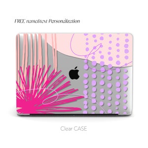 Modern Abstract Pink Shapes Art, Clear Macbook Case | Macbook Air 13, Pro 13 14 16, M1 M2 2023