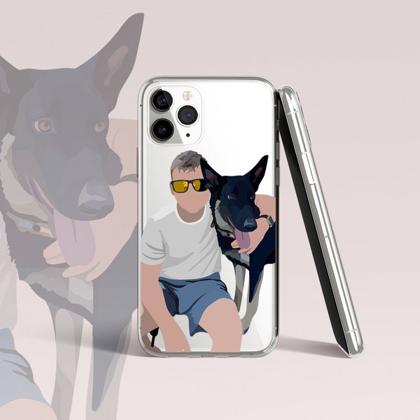 Custom Pet Portrait iPhone Clear Case, Hand illustrated Cover | for iPhone 15, 15Plus, 15 Pro, 15 Pro Max, iPhone 14, 13, 12, 11 , X