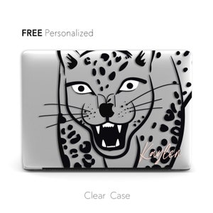 leopard, Clear Macbook Case, Custom Name | Macbook Air 13, Pro 13 14 16, M1 M2 2023