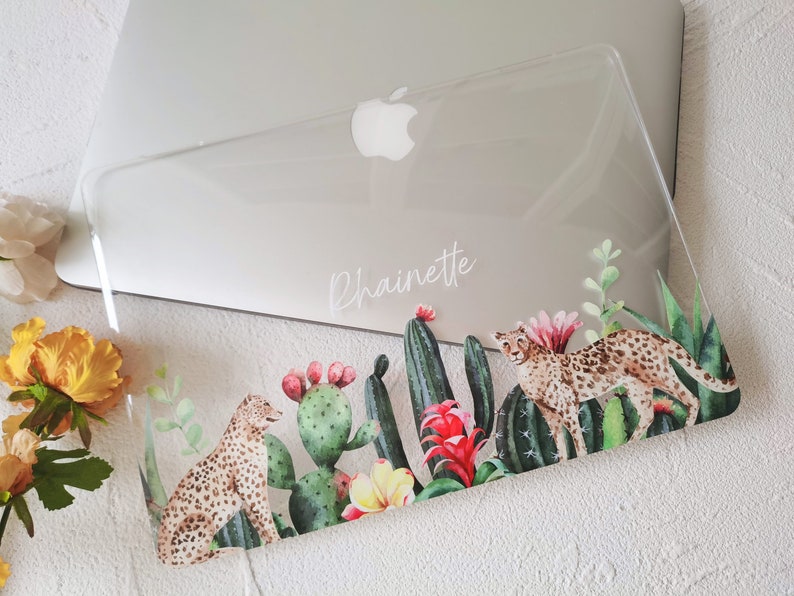 Personalized Watercolor Cactus Custom Name Macbook Clear Hard image 1