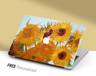 Van Gogh Sunflowers Macbook Case, Hard Cover, with Personalized Keyboard Skin, 2025 Pro14 M5 Macbook case, Air 13, Air 15, Pro 14, Pro 16