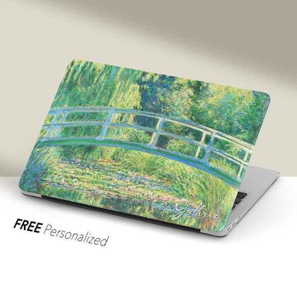 Claude Monet, Water Lilies and Japanese Bridge, Macbook Case Personalized | Macbook Air 13 Pro 13, Pro 14, M1 M2 2023 | Custom Keyboard Skin