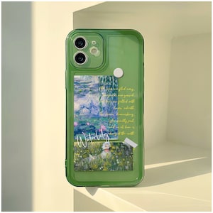 Esthetic Summer Painting telefoon groen transparant hoesje | voor iPhone 14, 14 Pro, 13 Pro Max, X, XR, XS Max, gepersonaliseerd cadeau voor haar