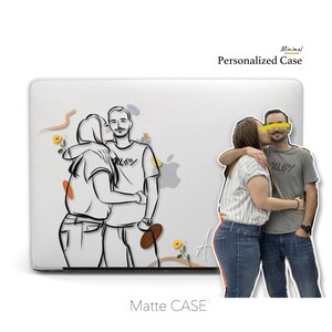 Custom Family Portrait, Cartoon Portrait, Minimalist Line Macbook Case | Macbook Air 13 Pro 13 Pro 14 Pro 16, Personalized white Matte Case