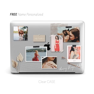 collage photo personnalisé, étui transparent pour Macbook, cadeaux commémoratifs pour un couple de bébés animaux de compagnie | Étui pour Macbook Air 13 Pro13, Pro 14 Pro 16 2022 M2