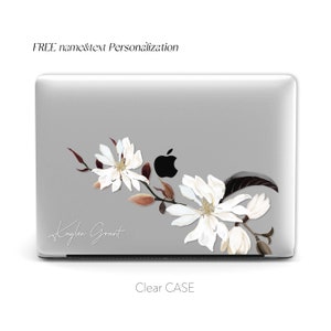 Minimal Vintage Flowers, Aesthetic Clear Macbook Case | Macbook Air 13, Pro 13 14 16, M1 M2 2023