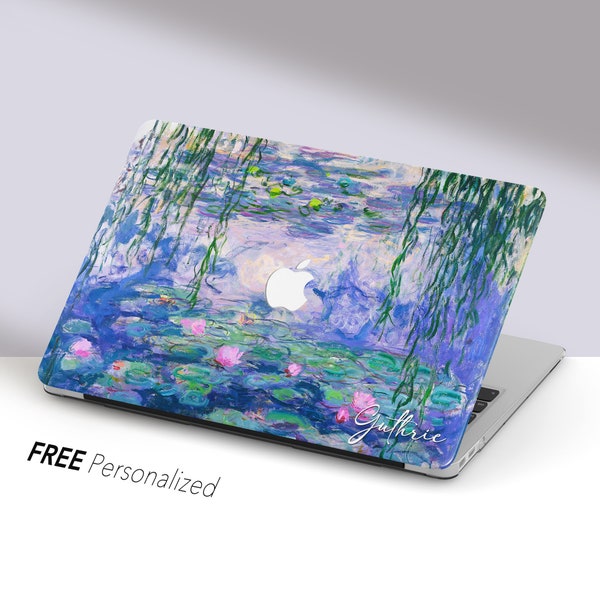 Nymphéas 1916, tableau de Claude Monet, coque Macbook à personnaliser | Macbook Air 13 Pro 13, Pro 14, M1 M2 2023 | Skin de clavier personnalisé