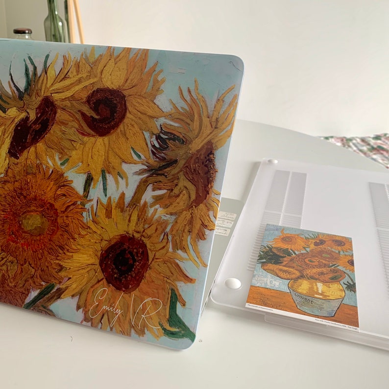Macbook Case Hard Cover Macbook Air 13 Pro 13 Case Macbook Pro 15 Pro 16 Customized name Hard Case Sunflowers Van Gogh Painting