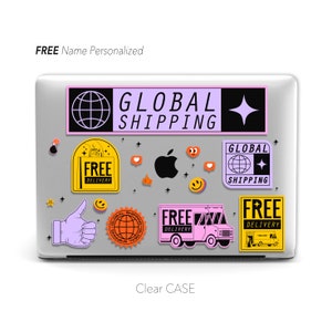 面白いグラフィティスタイル、レトロな漫画ヒッピーコラージュ、クリア Macbook ケース | Macbook Air 13、Pro 13 14 16、M1 M2 2023