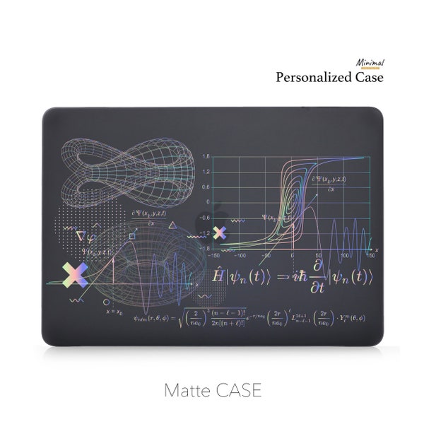Formules de mécanique quantique Macbook noir mat, coque transparente, nom personnalisé | MacBook Air 13, Pro 13 14 16, M1 M2 2023