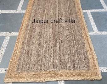 Jute Runner Rug,Indian Hand Braided Bohemian natural jute rug Custom size available Free Shipping