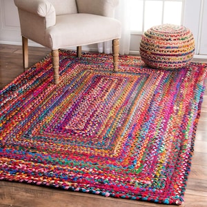 Hand Braided Bohemian Colorful Cotton Chindi Area Rug Multi Colors Home  Decor Rugs Floor Decor Carpet in Multiple Sizes 