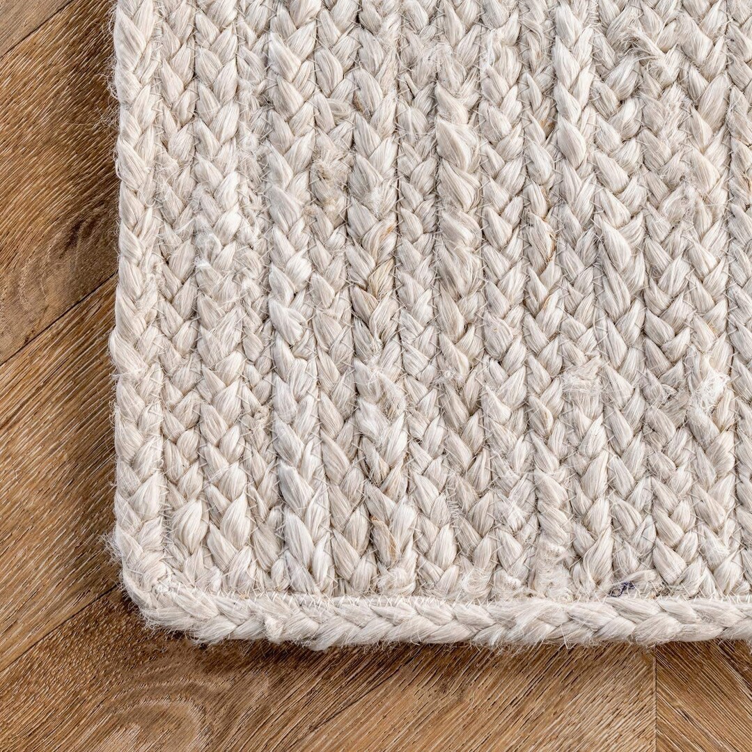 Extra Large Jute Rug in Warm White. Ecologic Jute and Herb Dye Rug