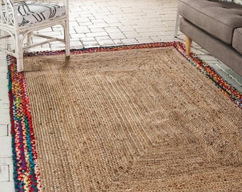4x6, 8x10, Handmade jute chindi rug for living room, bohemian rug, farmhouse rug for beautiful home