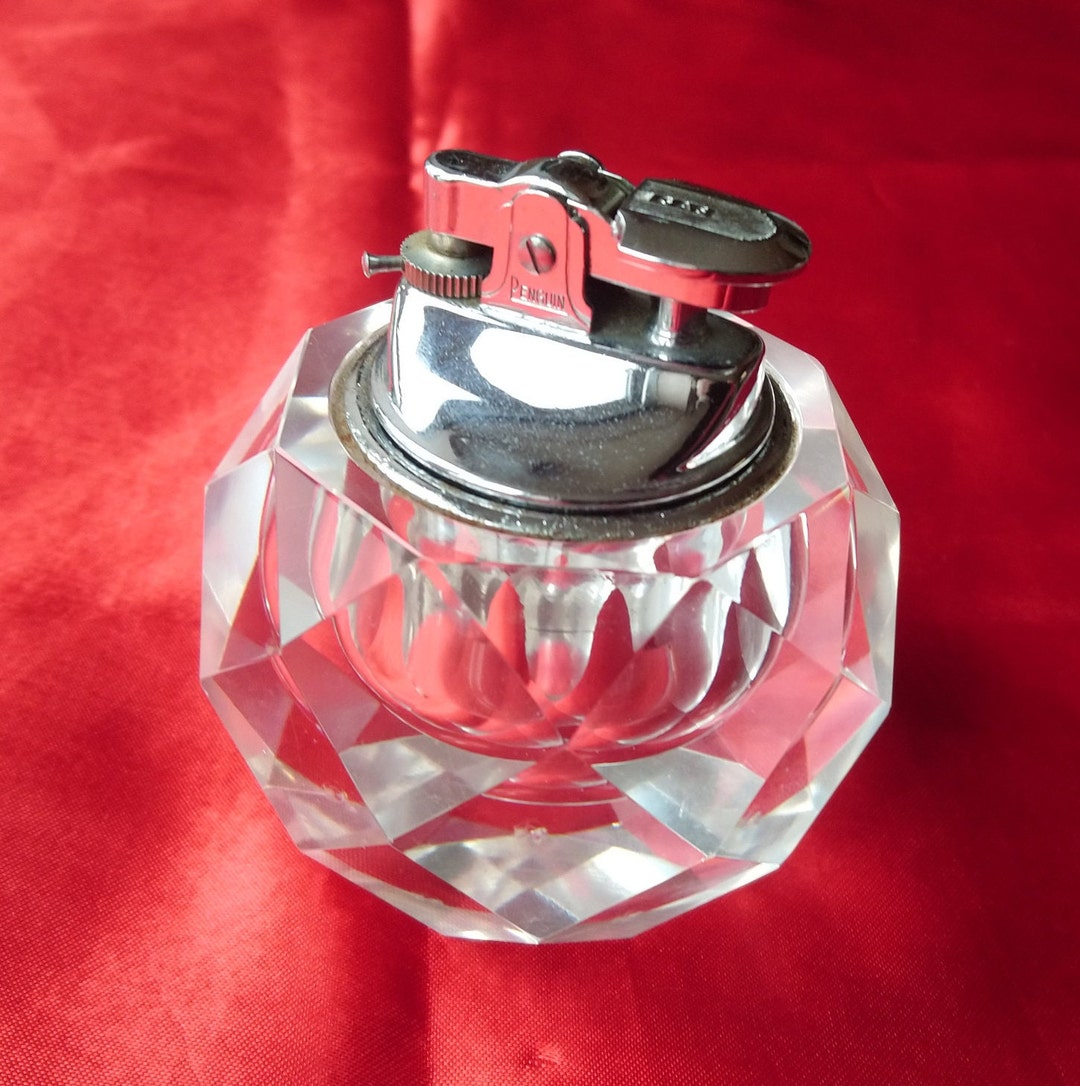Vintage English Clear Glass Table Cigarette Lighter Etsy UK