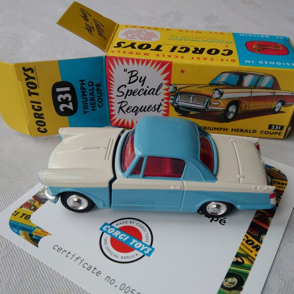 Triumph Herald Coupe 1/46 Scale Corgi Hornby 2021-2 Diecast Car No 231 Lifting Bonnet,Glidamatic Spring Suspension Ltd Numbered Edition New