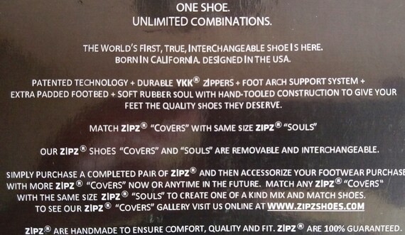 Zipz Born California Designed USA Interchangable Shoe Trainers One