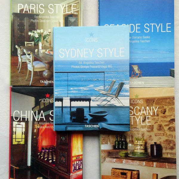 Angelika Taschen Exteriors Interiors Details China Paris Seaside Sydney Tuscany Style Photo Design 2002-6 Icons 1st Edition Books Preserved