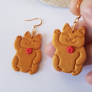 Ohrringe Katzen, Maneki Neko, Glückskatze, Tiere, Katzen, Katzenschmuck, Katzenliebhaber, lustiges Geschenk, Glücksbringer, Weihnachtsgeschenk