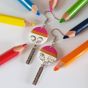 pendientes de amante, regalo de amante, tema de la escuela, amante de la escuela, regalo de la escuela, niños, gracias, gracias amante, regla, regalo de la escuela