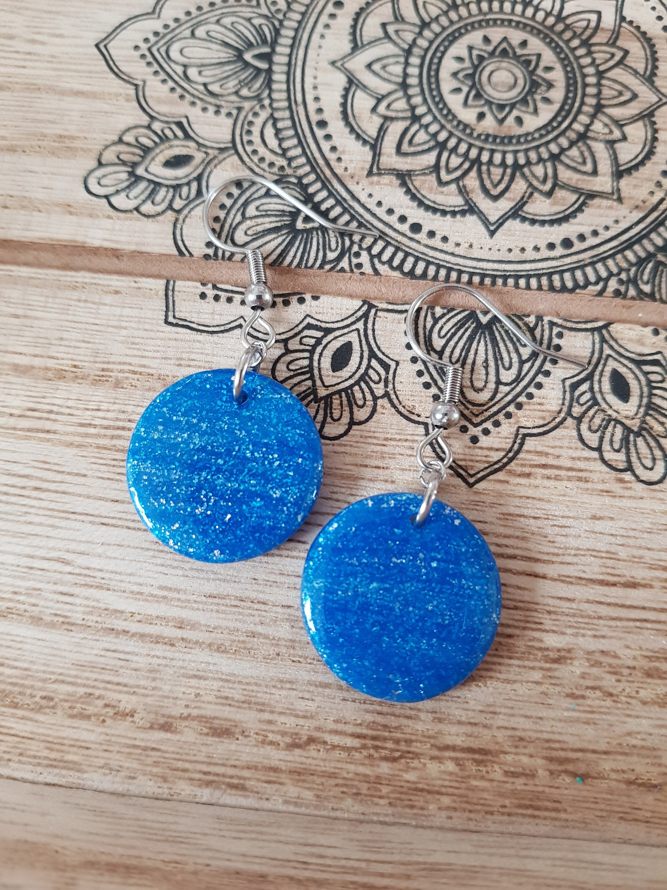 Round Earrings,blue,sequin Earrings,blue Jewelry,blue
