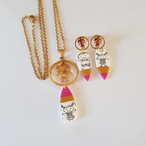regalo fin de año escolar, regalo señora, adorno amante, regalo para señora, pendientes, niños, niños, gracias señora, fimo