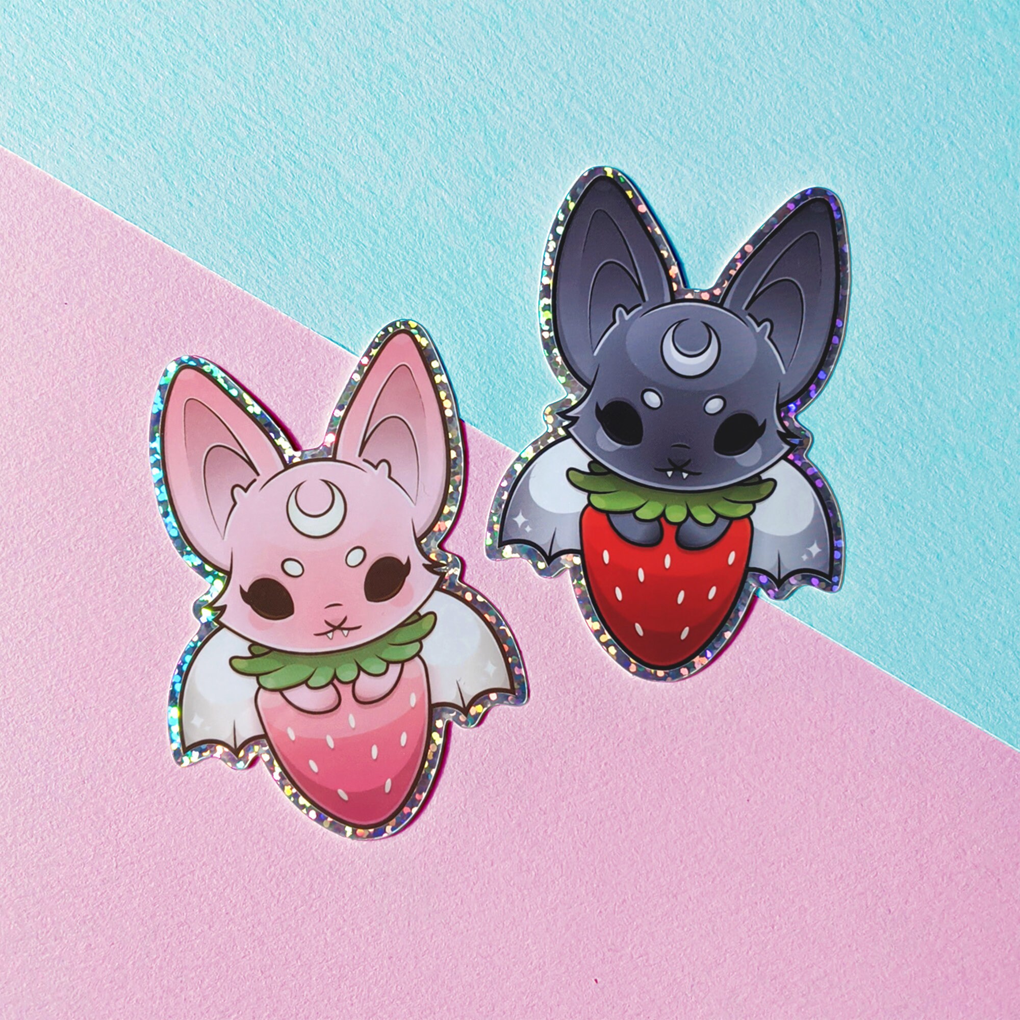 Shiny Holo Glitter Fruit Bat Stickers