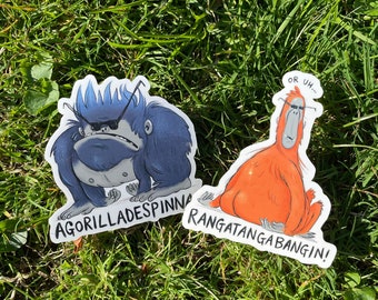 Rangatangabangin and Gorilladespinna Vinyl Stickers