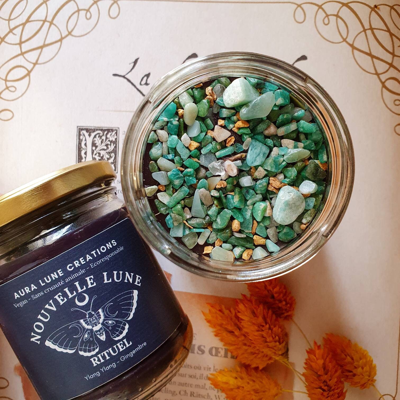 Bougie Rituelle Pleine Lune Nouvelle Pierres Naturelles