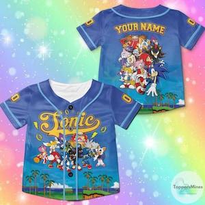 Custom Sonic The Hedgehog Baseball Jersey, Personalized Number & Name Sonic Jersey, Sonic party jersey, Birthday gift for Kids