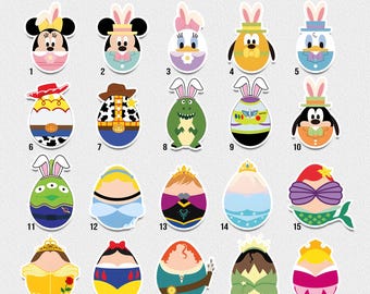 Bundle 20 Png Happy Easter bunny Eggs png, Magical Bunny Eggs Mouse & friends Character png, Toy Story Princess Eggs Easter png