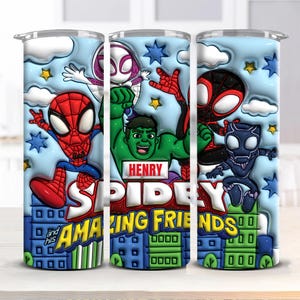 3D Inflated Spidey Tumbler Wrap, 20oz Skinny Tumbler, Inflated Tumbler Wrap, Spiderman Tumbler Wrap PNG Digital Download