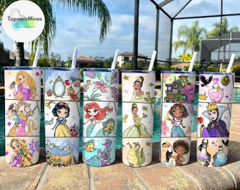 Bundle Cartoon Characters Tumbler Wrap, Princess Bundle Tumbler Wrap, 20oz Skinny Tumbler,Full Tumbler Wrap,Stitch Tumbler Wrap PNG Download