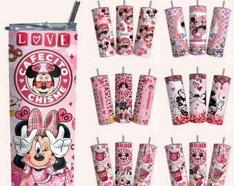 6 archivos PNG Envoltura de vaso de dibujos animados para el día de San Valentín, envoltura de vaso delgada de 20 oz, envoltura de vaso en paquete, sublimación de vaso, San Valentín Png, digital