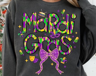 Glitter Mardi Gras Coquette Png, Mardi Gras Png, Fleur De Lis Png, Retro Mardi Gras png, Mardi Gras Sublimation, Mardi Gras Shirt Design
