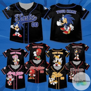 Custom Sonic The Hedgehog Baseball Jersey, Personalized Number & Name Sonic Jersey, Sonic party jersey, Birthday gift for Kids