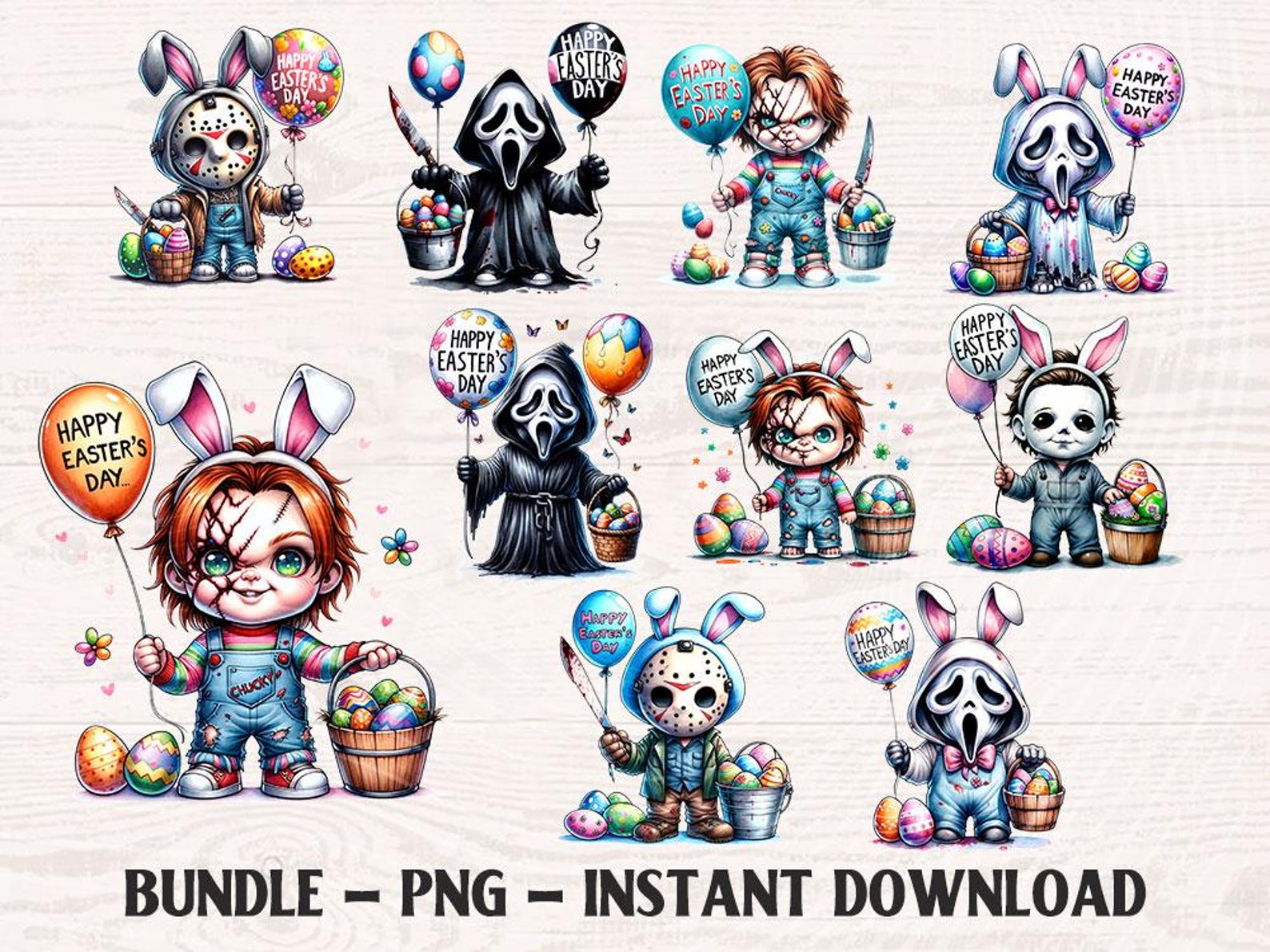 Easter Horror Movie Png Bundle, Horror Easter Balloon Png , Happy ...