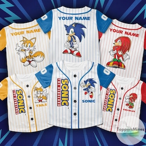 Custom Sonic The Hedgehog Baseball Jersey, Personalized Number & Name Sonic Jersey, Sonic party jersey, Birthday gift for Kids