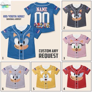 Custom Sonic The Hedgehog Baseball Jersey, Personalized Number & Name Sonic Jersey, Sonic party jersey, Birthday gift for Kids