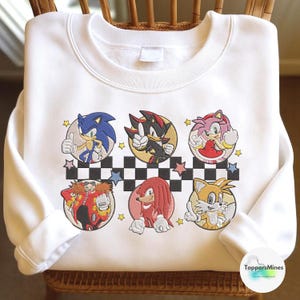Embroidered Sonic the Hedgehog Shirt, Sonic and Friend Shirt, Sonic Tails Shirt, Sonic Group Matching Shirt, Shadow the Hedgehog Party Shirt