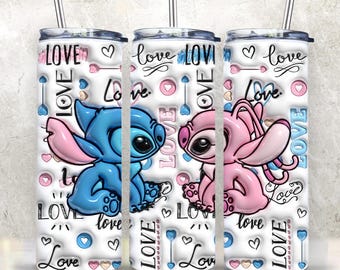 Cartoon Valentine Paar Tumbler Wrap, 20 Unzen Skinny Tumbler, aufgeblasene Tumbler Wrap, Valentine Tumbler Wrap, sofortiger digitaler Download